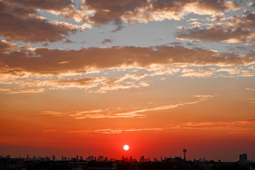 Fototapeta premium Sunset sky, Beautiful landscape with twilight time in the evening 