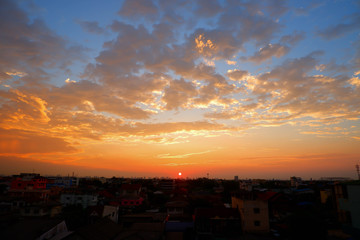 Sunset sky, Beautiful landscape with twilight time in the evening 