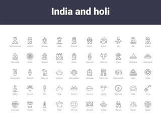 india and holi outline icons