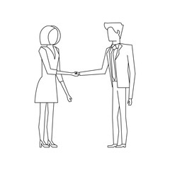 executive business finance coworkers cartoon in black and white