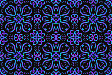 Seamless endless repeating bright ornament of multi-colored geometric shapes