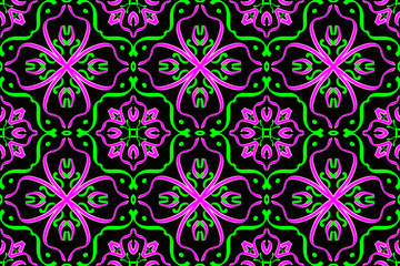 Fototapeta premium Seamless endless repeating bright ornament of multi-colored geometric shapes