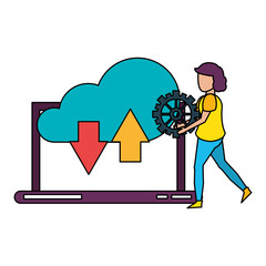 laptop mobile technology hardware cartoon