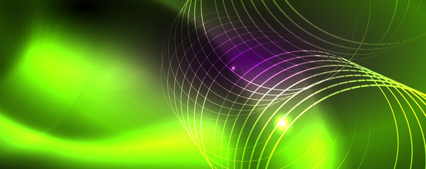 Shiny glowing design background, neon style lines, technology concept, vector