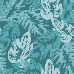 Nahtloses Muster der tropischen Blätter des Vektors. Palmblätter Sommerdesign ideal für Tapeten, Textilien und Verpackungen.