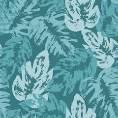 Fototapete Tropische Blätter Nahtloses Muster der tropischen Blätter des Vektors. Palmblätter Sommerdesign ideal für Tapeten, Textilien und Verpackungen.