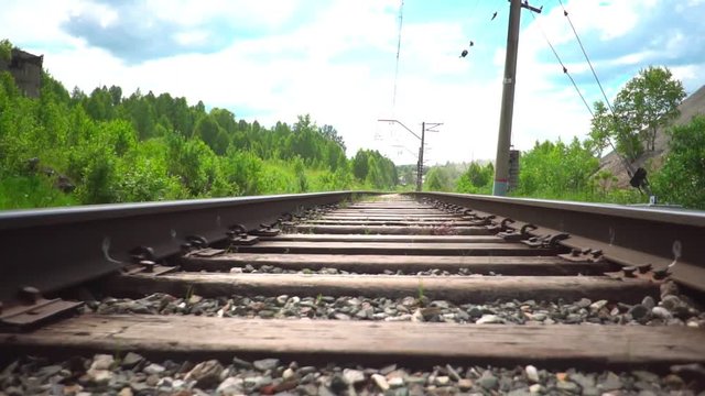the railroad moves the camera forward