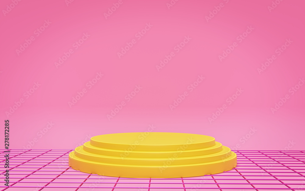 Poster stage podium with abstract grid. copy space. interior background for product presentation. 3d render