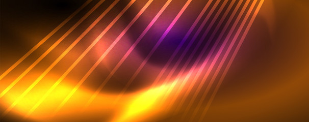 Color light with lines, outer space background, bright rays