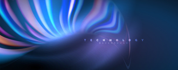 Fluid color waves with light effects, vector abstract background