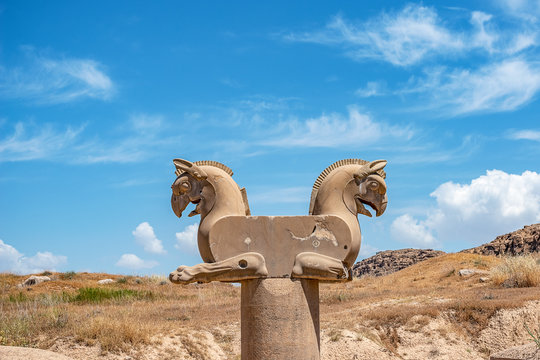 statue of Griffin Persepolis, the ancient capital of old Persian Achaemenid Empire in Iran
