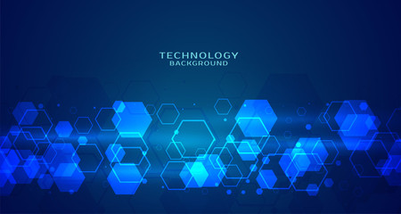 modern hexagonal technology blue background