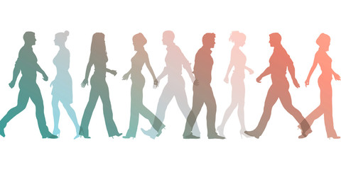 Crowd of People Walking