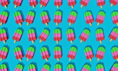 Colorful cute popsicles. 3d rendering