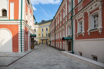 Courtyard in the Temple of the Epiphany in Moscow in China Town, Russia
