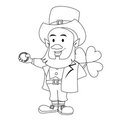 saint patricks day irish cartoon in black and white