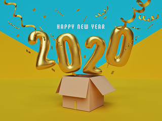 Happy New 2020 Year greetings. 3d rendering