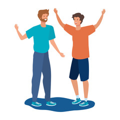 happy young men friends celebrating characters