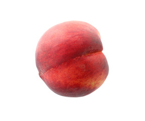 Fresh juicy peach on white background, top view