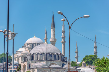 05/26/2019 Istanbul, Turkey, a standard and tourist look at The Blue Mosque also known as Sultan...