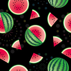 スイカ　エンドレス柄　背景花火