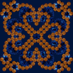 Christmas abstract kaleidoscope style blue pattern.
