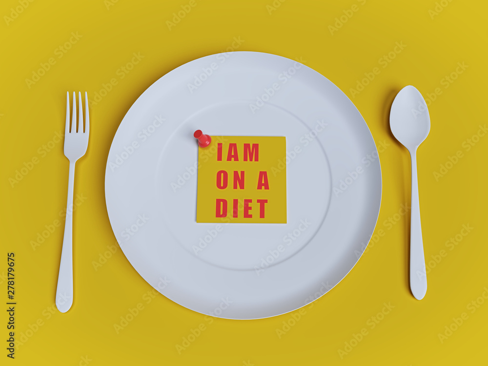 Poster simple diet concept. 3d rendering