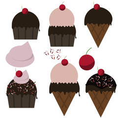 set of chocolate ice cream