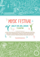 Woodwind orchestra live show poster vector template