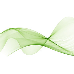 Abstract green wavy lines. smoke Transparent green wave