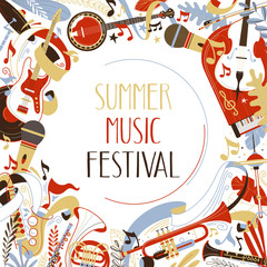 Summer music festival flat web banner template
