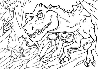 Cartoon tyrannosaurus coloring book