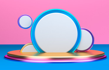 Minimalist abstract background, primitive geometrical figures, pastel colors, 3D render.