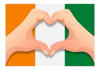 cote d'ivoire - Ivory Coast flag and hand heart shape