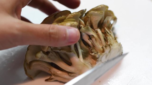 まいたけを切る