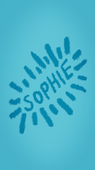 name Sophie against blue background suitable for phone wallpaper or screensaver