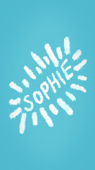 name Sophie against blue background suitable for phone wallpaper or screensaver