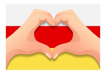south ossetia flag and hand heart shape