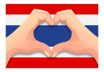 Fototapeta premium Thailand flag and hand heart shape
