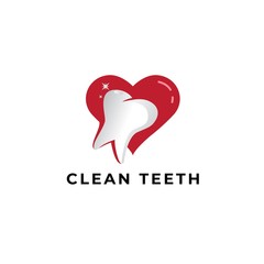 love clean teeth  logo vector icon ilustration