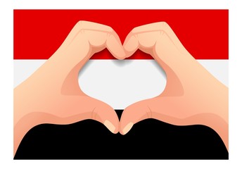 Obraz premium yemen flag and hand heart shape