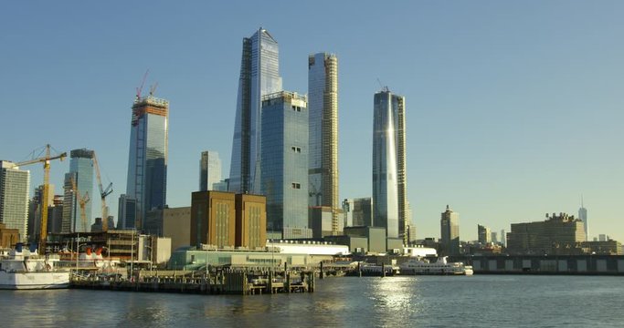 Panoramic view of Skyscrapers And Iconic Empire State Building With Water In Iconic NYC Impressive  View of New York Skyline