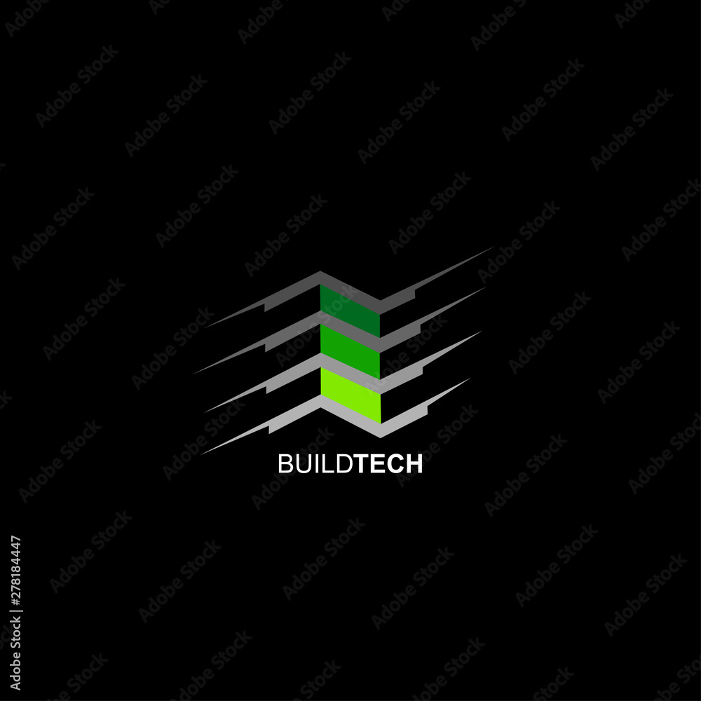 Wall mural logo design buildtech monoline concept