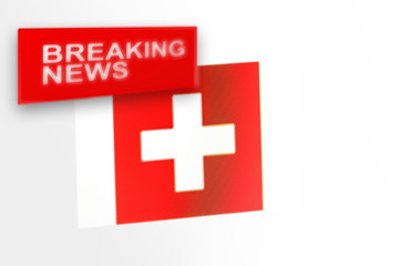 Breaking news, Switzerland country's flag and the inscription news