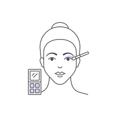 Vector illustration of woman is applying eyeshadow outline style illustration