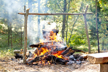 fire in fireplace