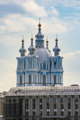 Fototapeta na wymiar The main temple of the Smolny Cathedral.