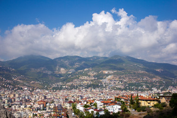 Fototapeta na wymiar panorama of old town; mountains