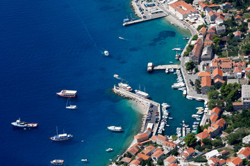 Bol harbour on island Brac, Croatia from air