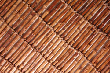 Hintergrundmuster Bambus getrocknet und mit Seilen fixiert